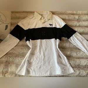 PINK black and white collard shirt